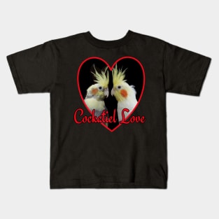 Cockatiel Love Heart Parrot Kids T-Shirt